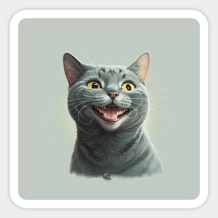 Illustration of funny grey haired cat looking to the side Sticker